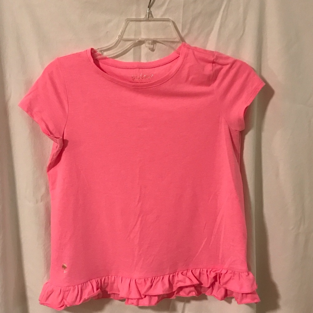 Lilly Pulitzer Bright Pink Ruffle Hem Tee